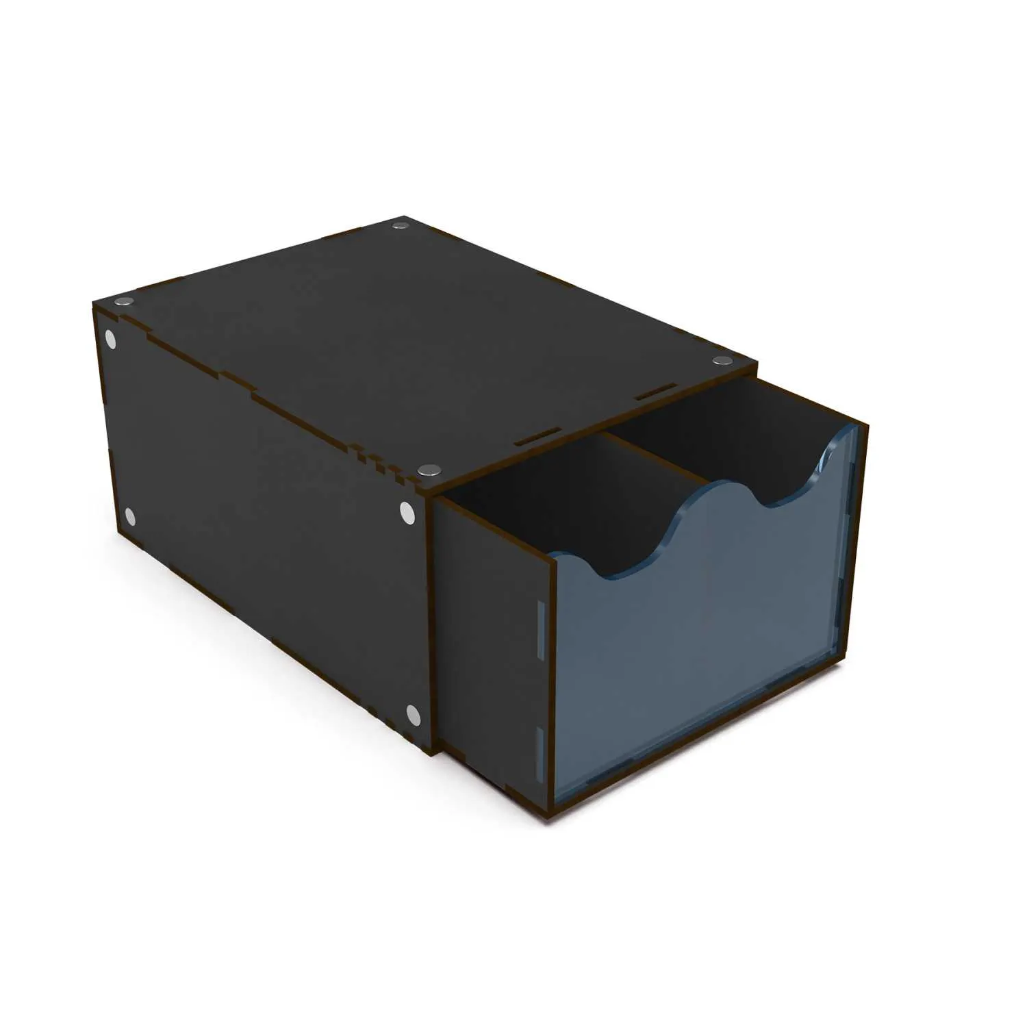 Half Stackable hobby drawer rack with 2 vertical drawers - Black (Magnetized)
