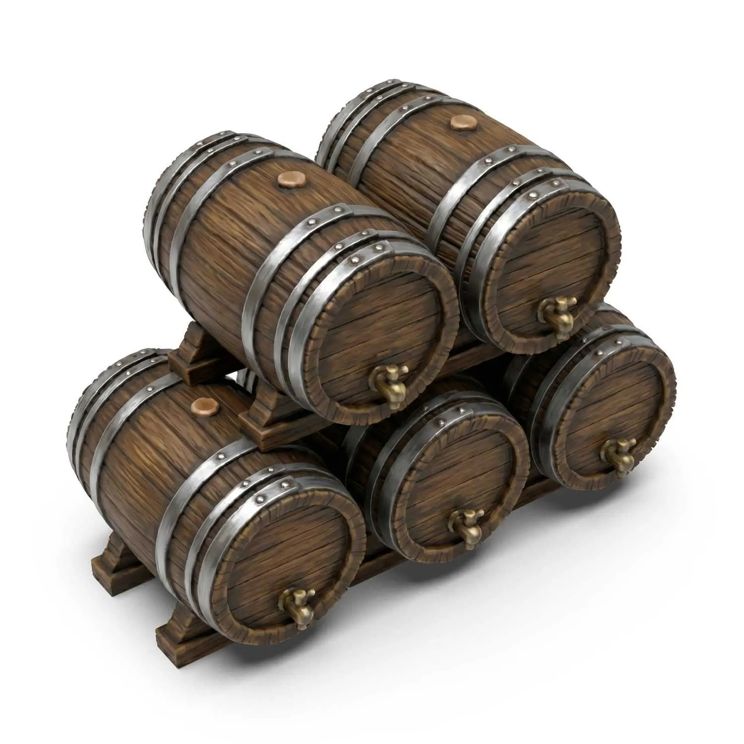 Green Stuff World: 3D Printed Resin Set - Stackable Wooden Barrels (5) (1:35)