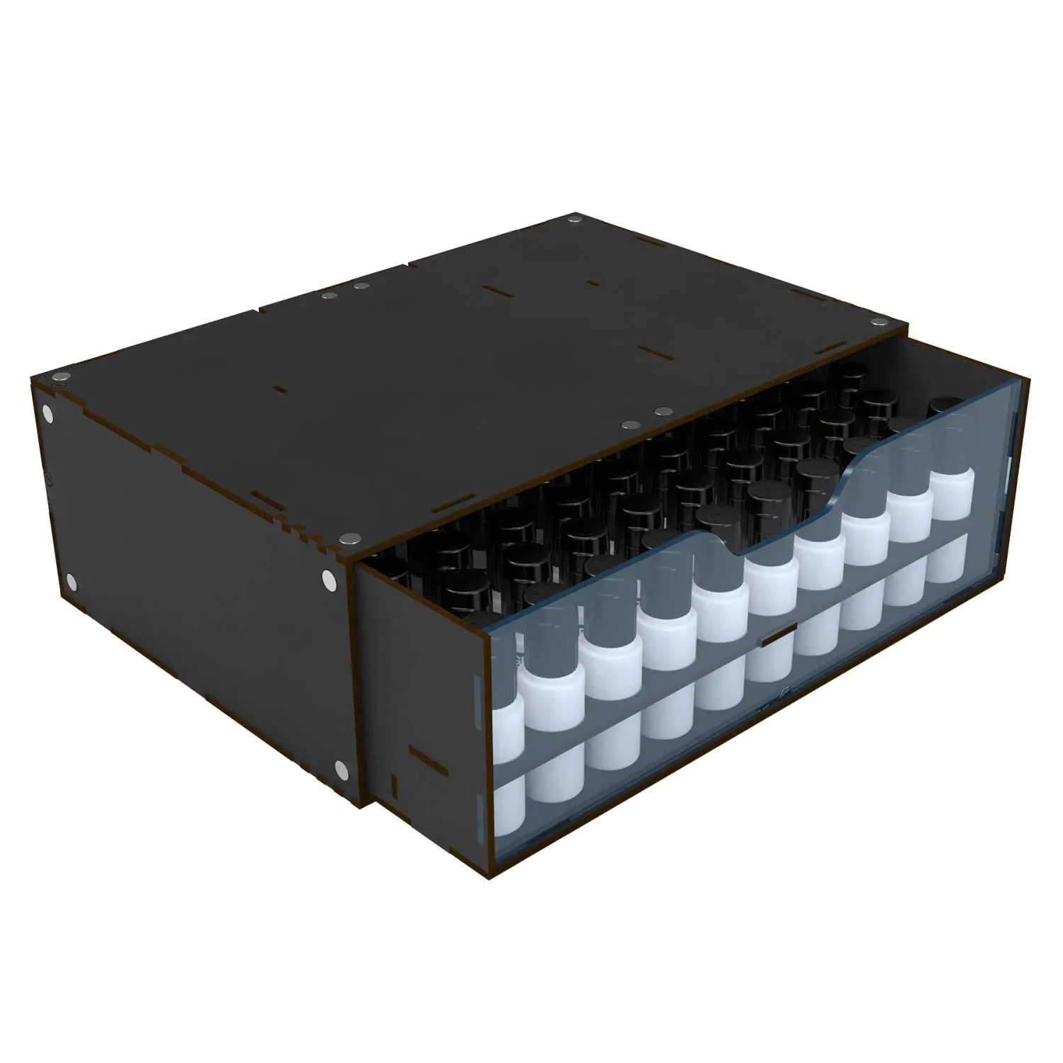 Stackable Hobby Paint Rack 17ml - Black (Magnetized)
