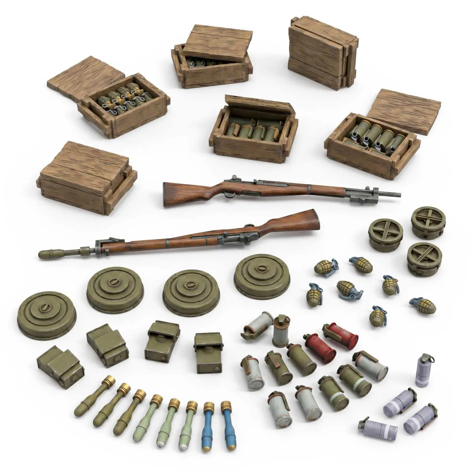 Green Stuff World: 3D Printed Resin Set - WWII American Grenades (50) (1:35)