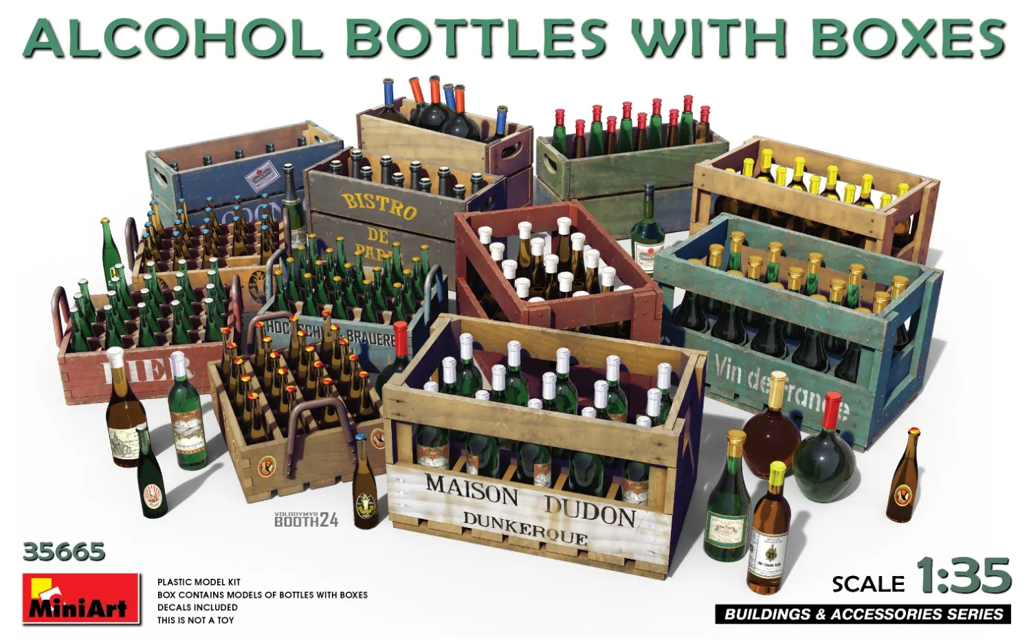 Alcohol Bottles With Boxes 1:35
