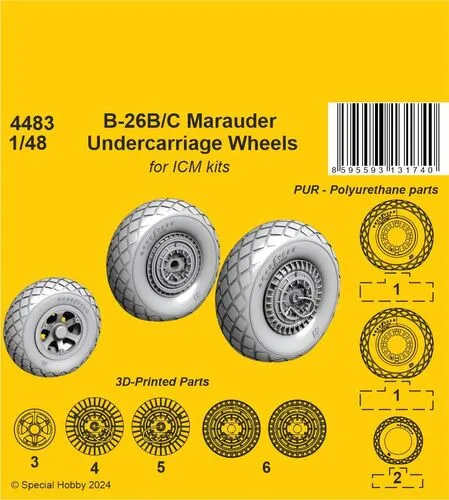 B-26B/C Marauder Undercarriage Wheels for ICM kit 1:48