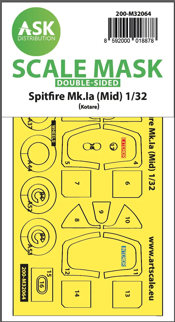 Spitfire Mk.Ia (mid) - double-sided express fit and self adhesive mask (KOT)