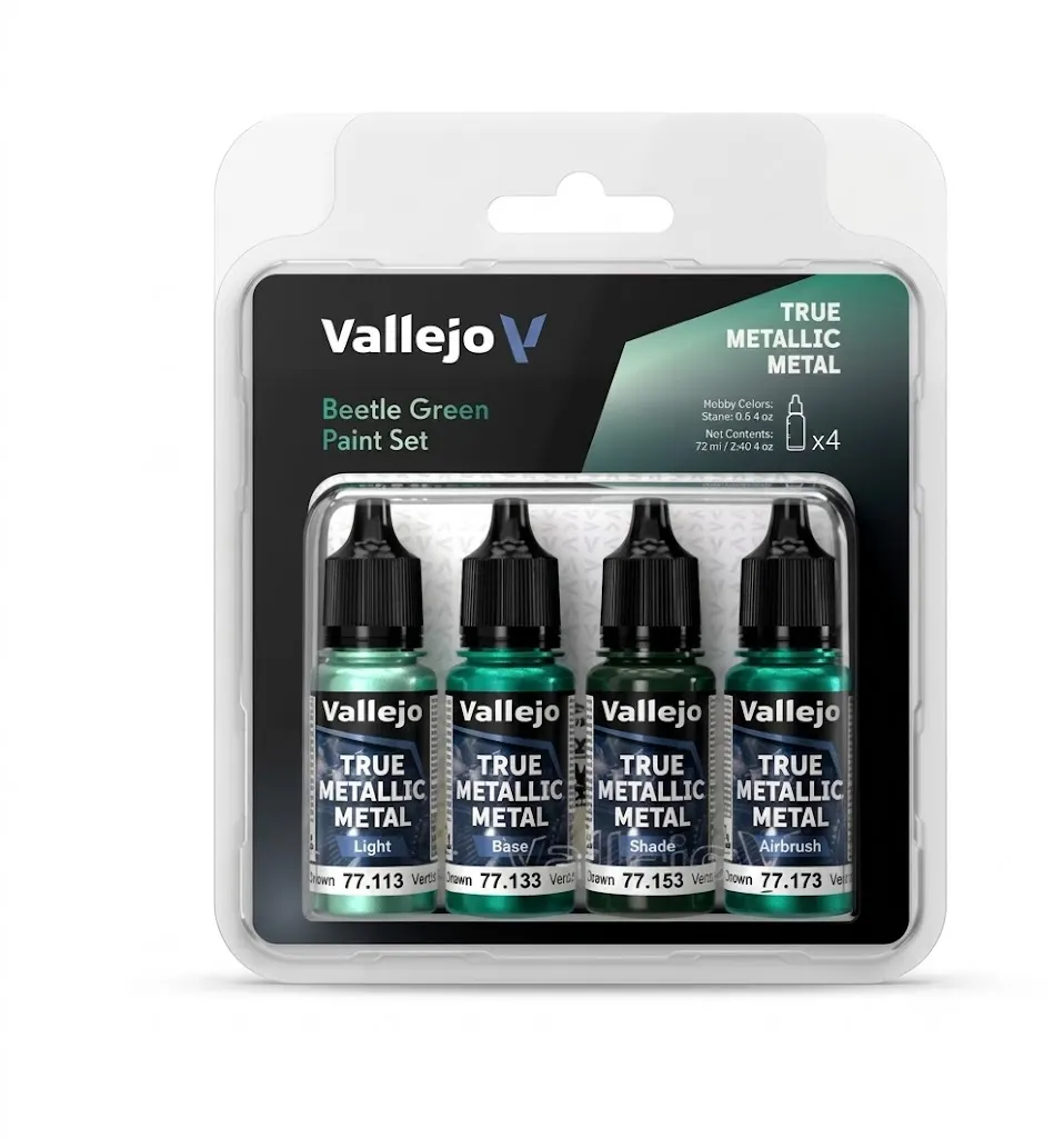 Vallejo True Metallic Metal: Beetle Green Paint Set (4x18ml)