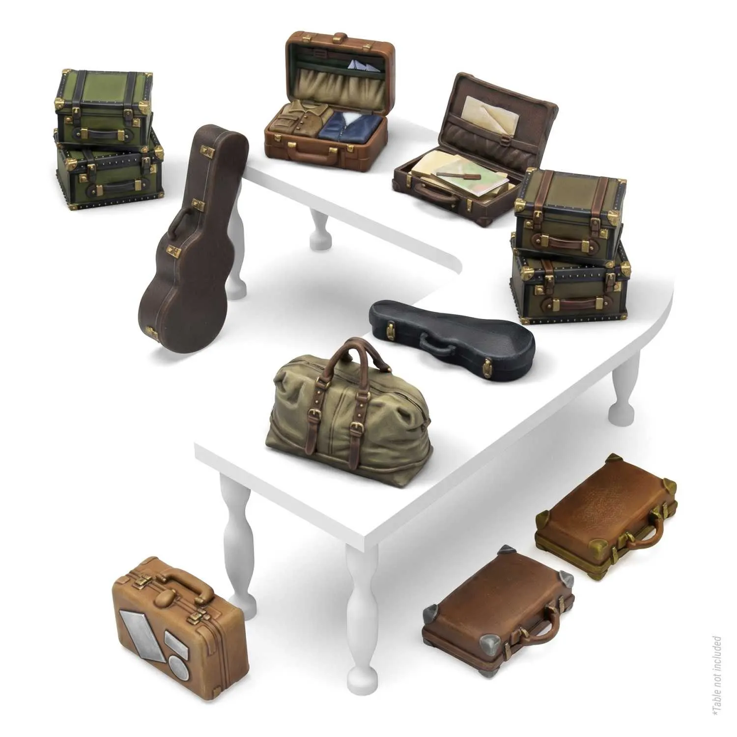 Green Stuff World: 3D Printed Resin Set - Suitcases (9) (1:35)