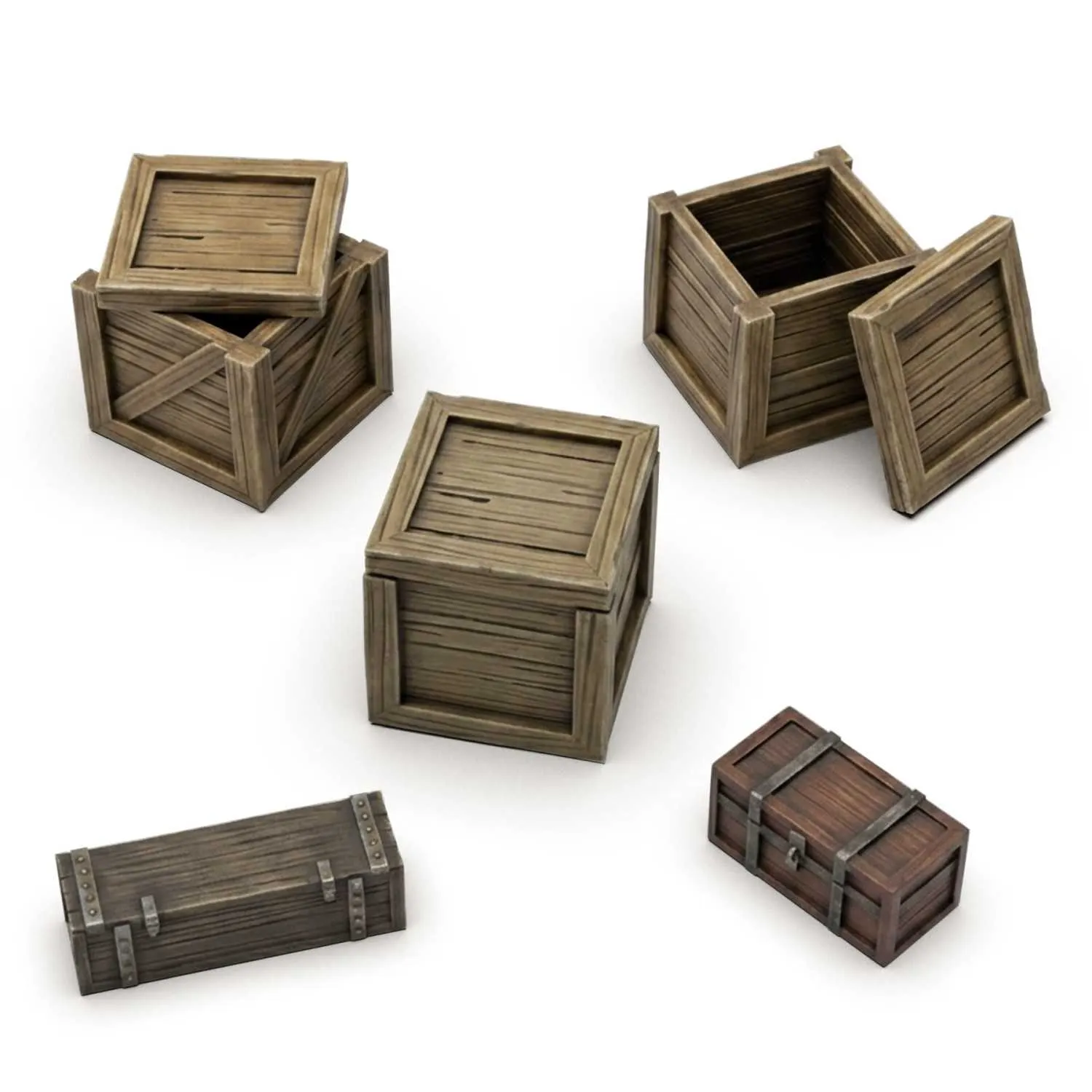 Green Stuff World: 3D Printed Resin Set - Wooden Crates (5) (1:35)