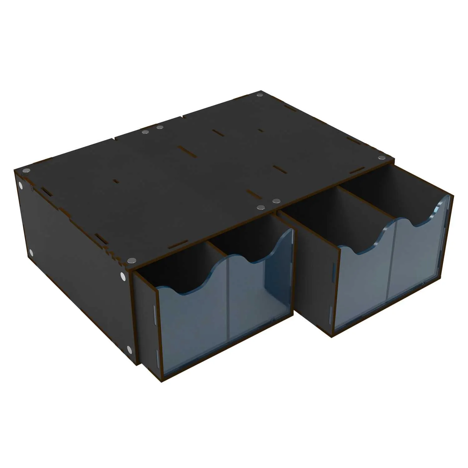 Stackable hobby drawer rack with 4 vertical drawers - Black (Magnetized)