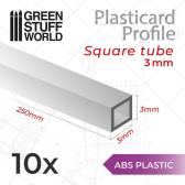 Green Stuff World ABS Plasticard - Profile SQUARED TUBE 3 mm