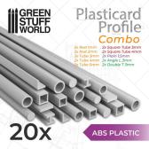 Green Stuff World ABS Plasticard - Profile - 20x Variety Pack