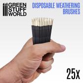 Green Stuff World Disposable Weathering Brushes, Set of 25